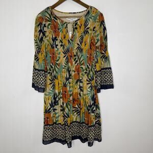 Emma & Michele Dress Womens Large Multicolor Essential Chiffon Floral Boho NEW